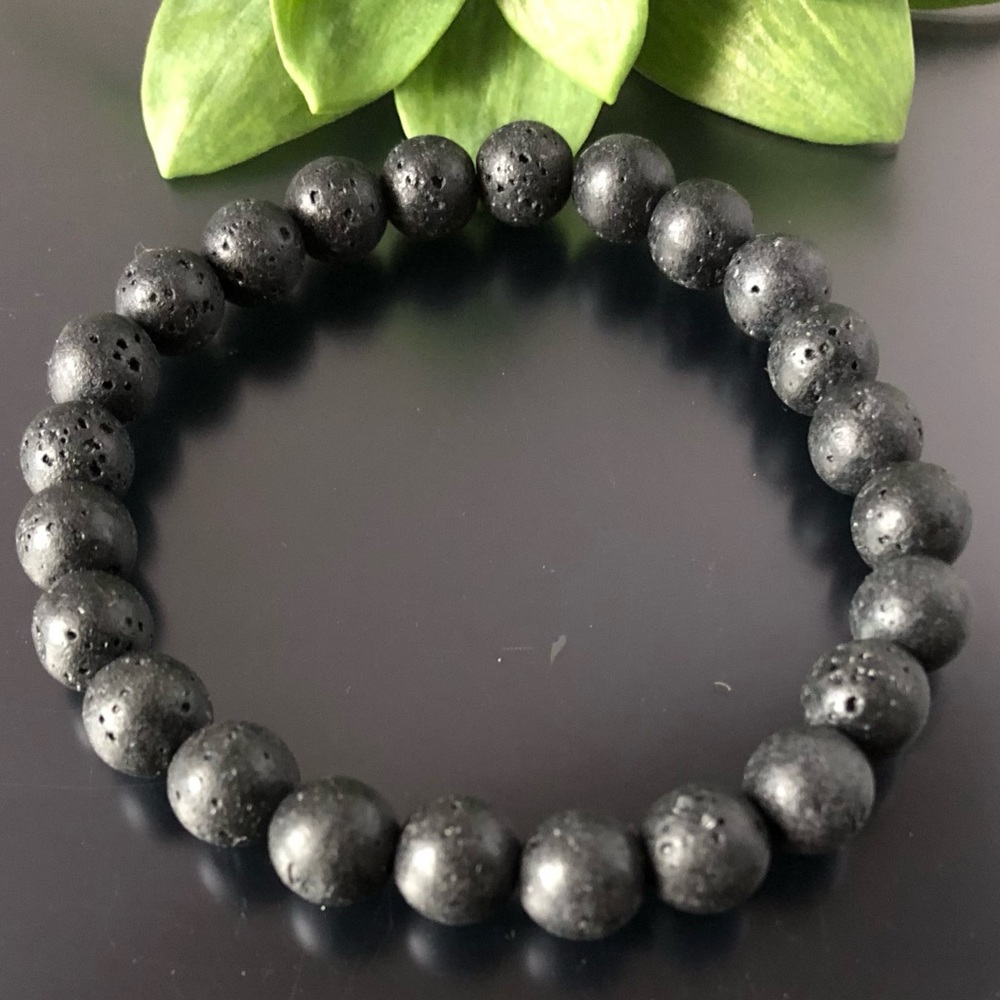 Lava Stone 8mm Natural Stone Beads Stretchable Bracelet